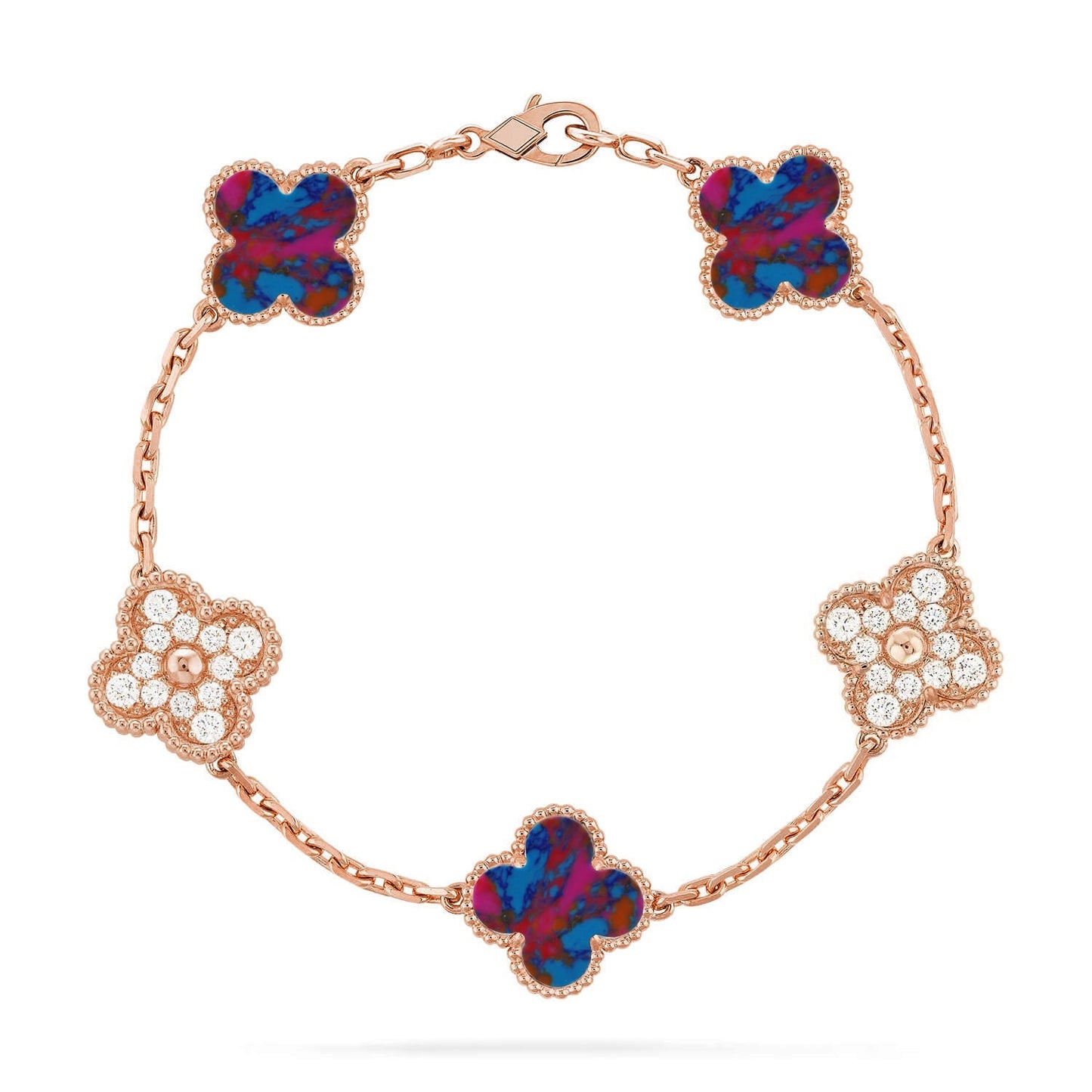 [Lora]CLOVER 5 MOTIF COLOR GEMSTONES BRACELET COLLECTION