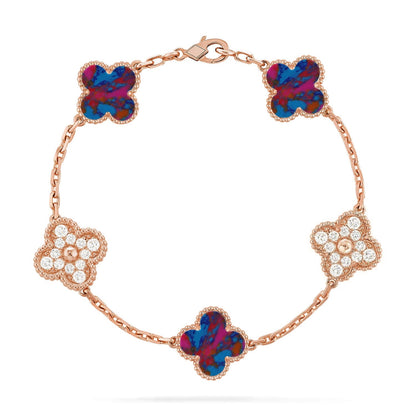 [Lora]CLOVER 5 MOTIF COLOR GEMSTONES BRACELET COLLECTION