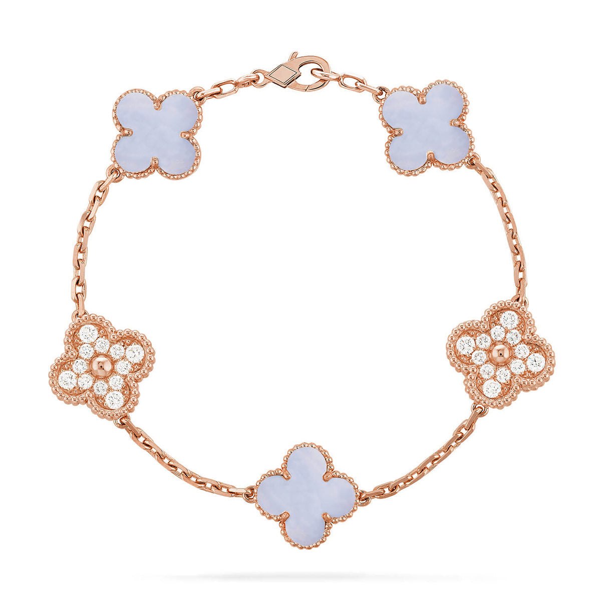 [Lora] CLOVER 5 MOTIF PURPLE CHALCEDONY BRACELET COLLECTION