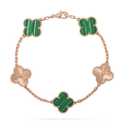 [Lora] CLOVER 5 MOTIF MALACHITE BRACELET COLLECTION