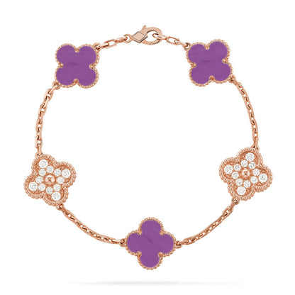 [Lora] CLOVER 5 MOTIF VIOLET BRACELET COLLECTION