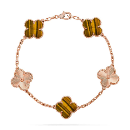 [Lora] CLOVER 5 MOTIFS TIGER EYE BRACELET COLLECTION