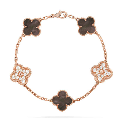 [Lora] CLOVER 5 MOTIF GRAY MOP BRACELET COLLECTION