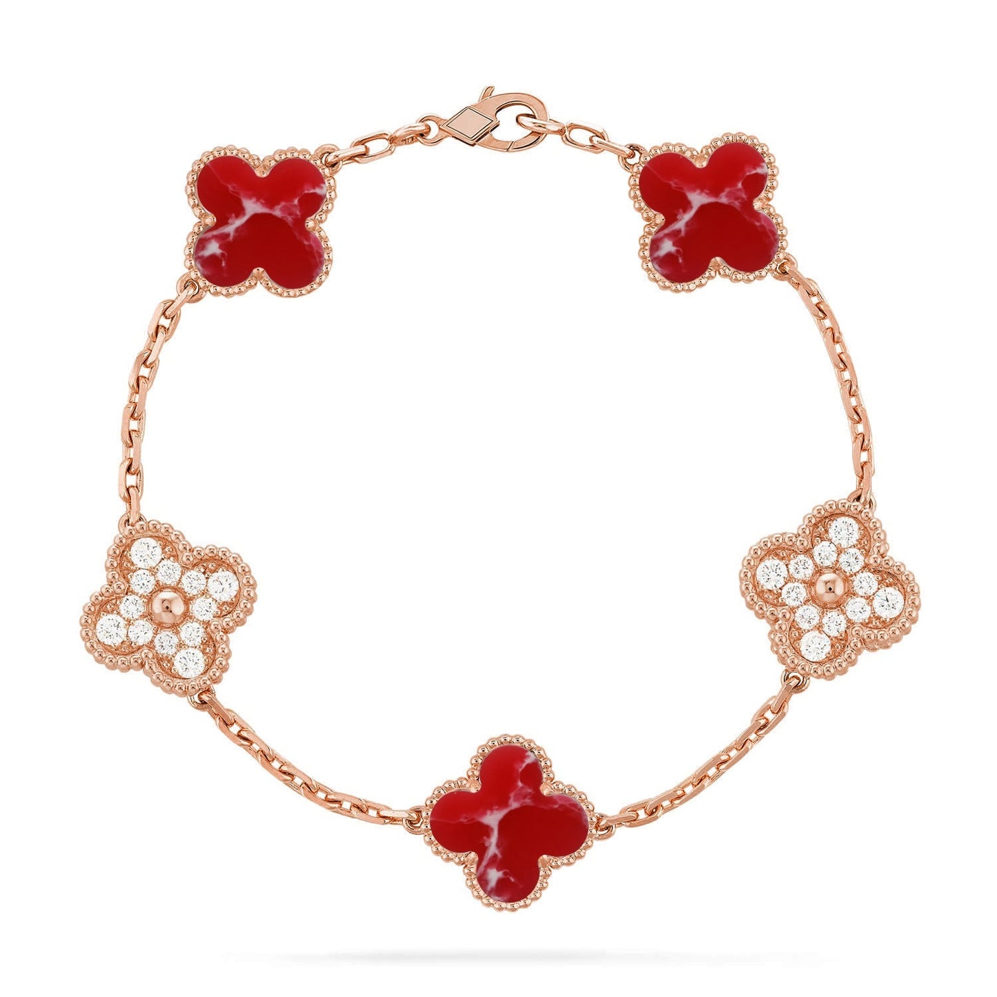 [Lora]CLOVER 5 MOTIF RED PATTERN BRACELET COLLECTION