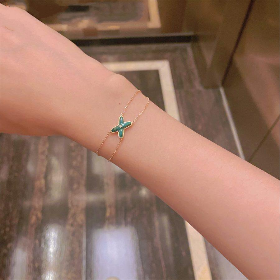 [LORA]JEUX BRACELET MALACHITE PINK GOLD 1 DIAMOND