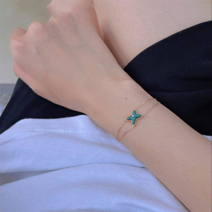 [LORA]JEUX BRACELET MALACHITE PINK GOLD 1 DIAMOND