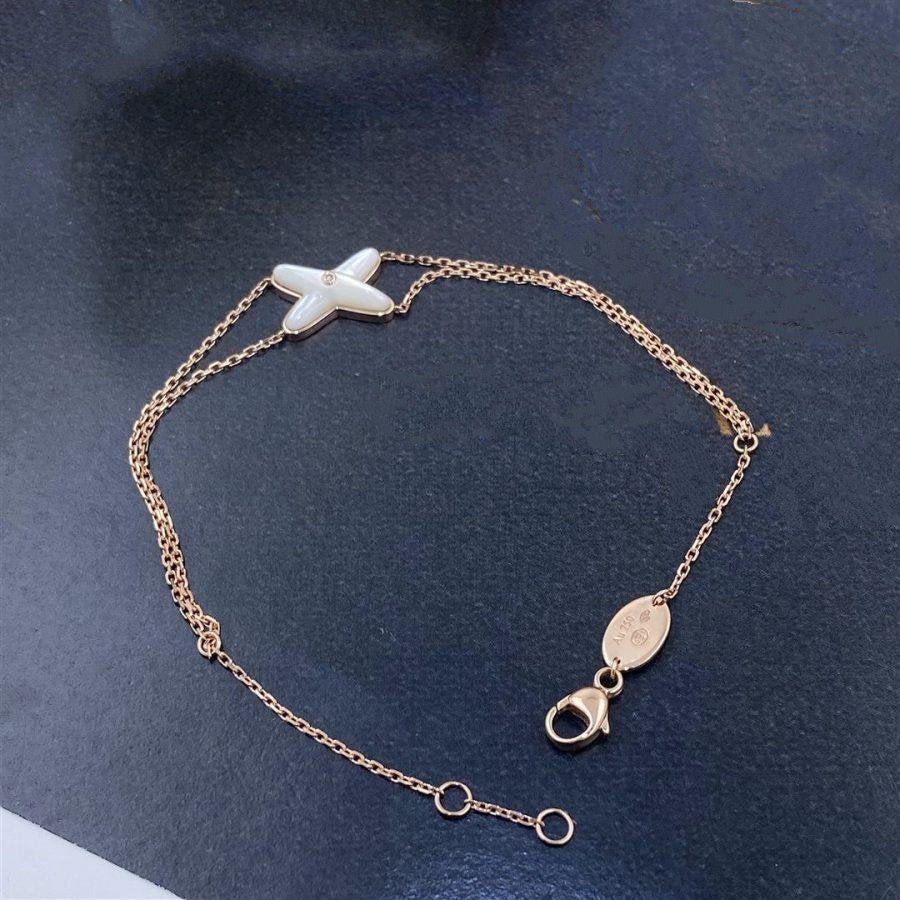 [LORA]JEUX BRACELET WHITE MOP PINK GOLD 1 DIAMOND