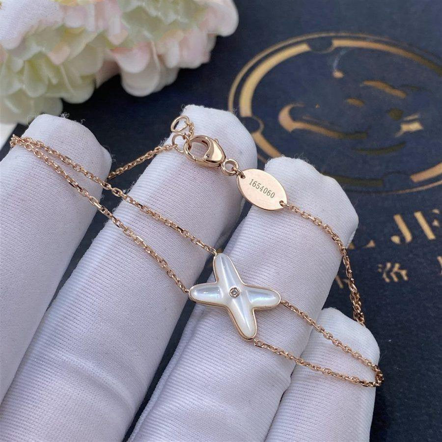 [LORA]JEUX BRACELET WHITE MOP PINK GOLD 1 DIAMOND
