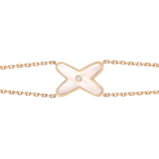 [LORA]JEUX BRACELET WHITE MOP PINK GOLD 1 DIAMOND