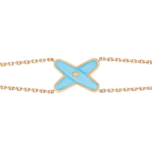 [LORA]JEUX BRACELET TURQUOISE PINK GOLD 1 DIAMOND