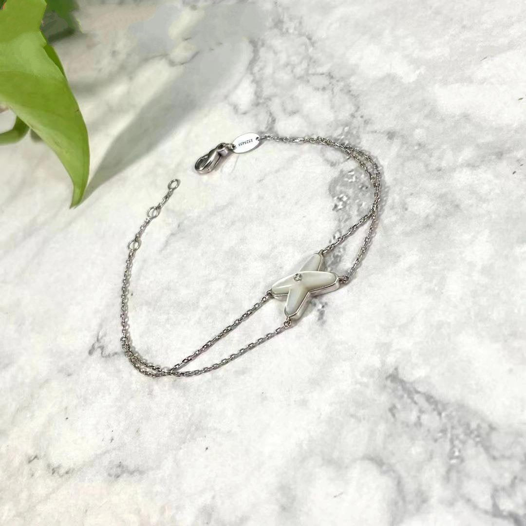 [LORA]JEUX BRACELET WHITE MOP SILVER 1 DIAMOND