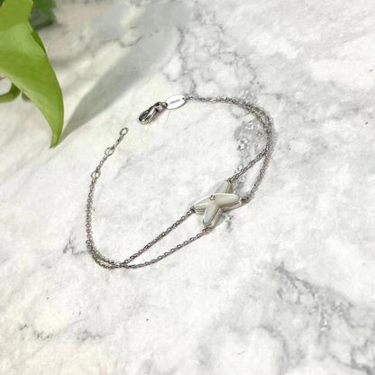[LORA]JEUX BRACELET WHITE MOP SILVER 1 DIAMOND
