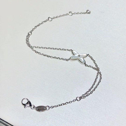 [LORA]JEUX BRACELET WHITE MOP SILVER 1 DIAMOND