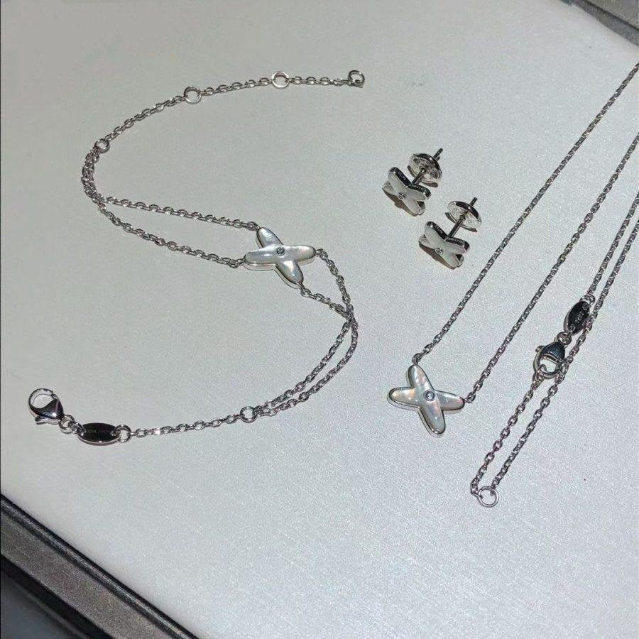 [LORA]JEUX BRACELET WHITE MOP SILVER 1 DIAMOND