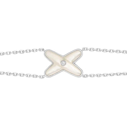 [LORA]JEUX BRACELET WHITE MOP SILVER 1 DIAMOND