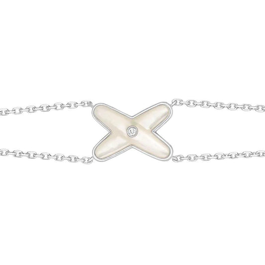[LORA]JEUX BRACELET WHITE MOP SILVER 1 DIAMOND