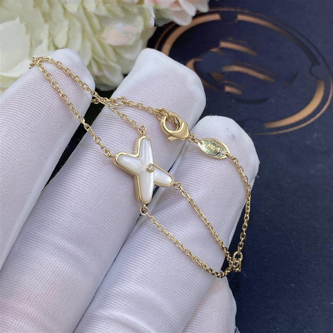 [LORA]JEUX BRACELET WHITE MOP GOLD 1 DIAMOND