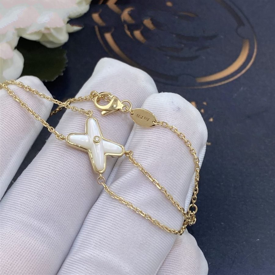 [LORA]JEUX BRACELET WHITE MOP GOLD 1 DIAMOND