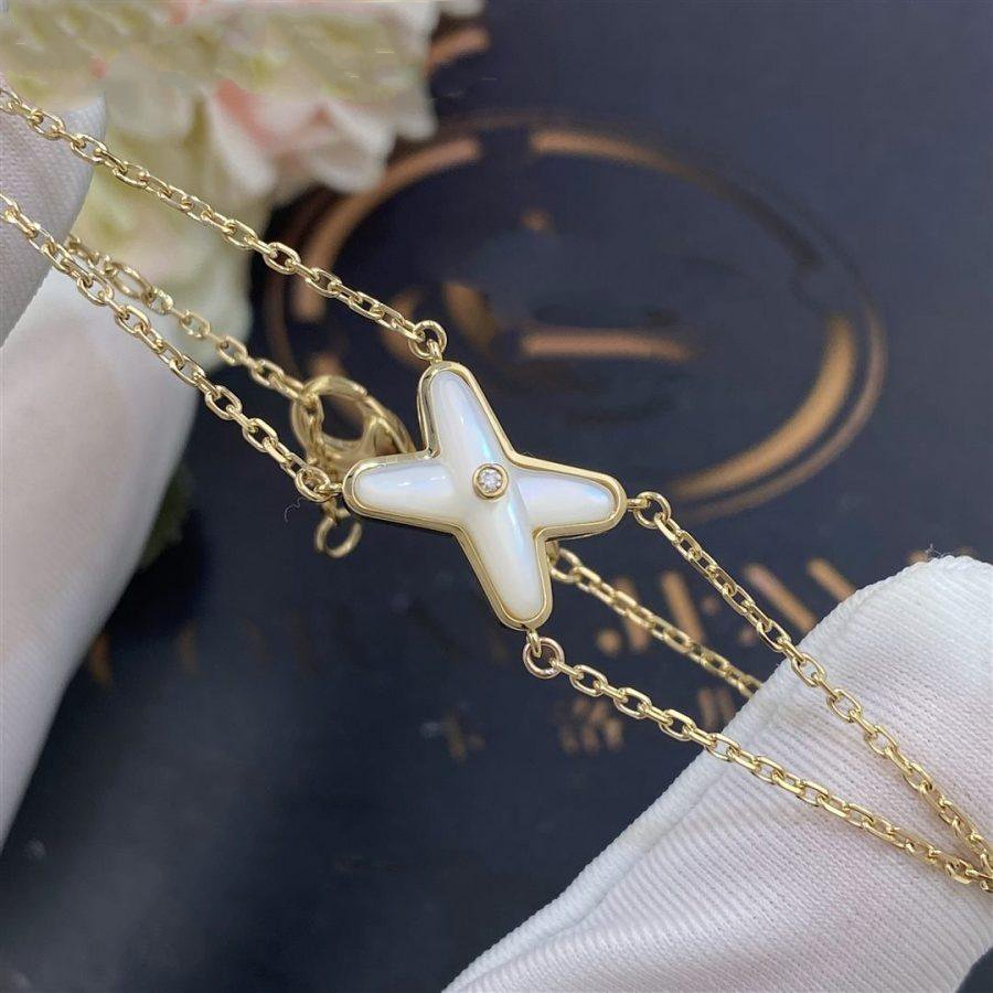 [LORA]JEUX BRACELET WHITE MOP GOLD 1 DIAMOND