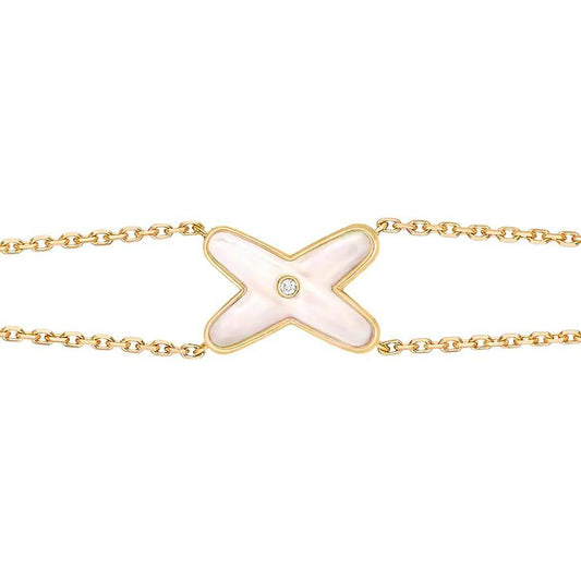 [LORA]JEUX BRACELET WHITE MOP GOLD 1 DIAMOND
