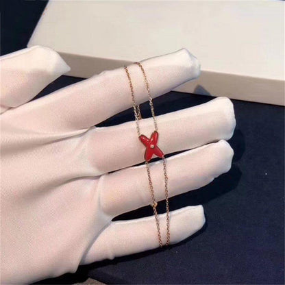 [LORA]JEUX BRACELET CARNELIAN PINK GOLD 1 DIAMOND