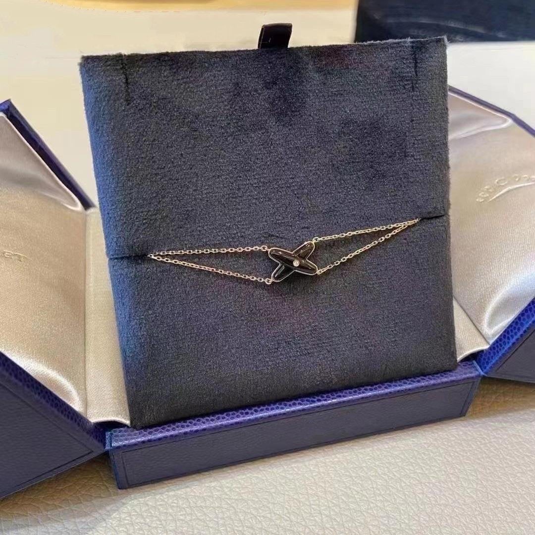 [LORA]JEUX BRACELET ONYX PINK GOLD 1 DIAMOND