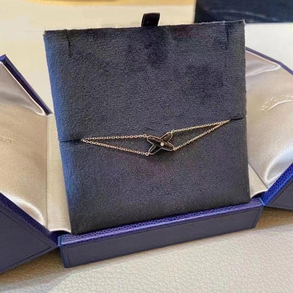 [LORA]JEUX BRACELET ONYX PINK GOLD 1 DIAMOND