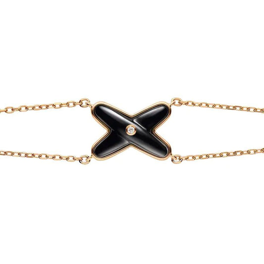 [LORA]JEUX BRACELET ONYX PINK GOLD 1 DIAMOND