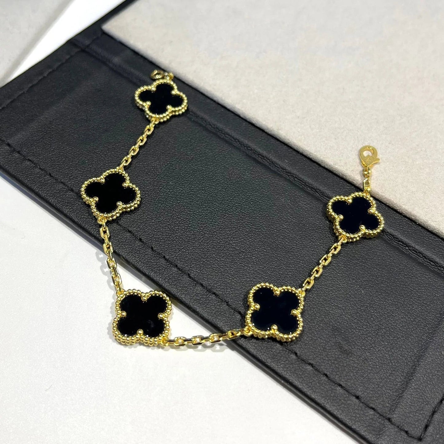 [LORA]CLOVER  5 MOTIFS BLACK ONYX BRACELET