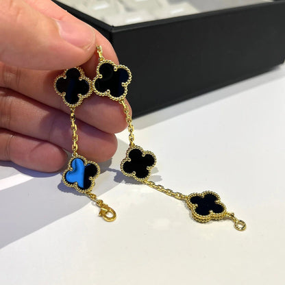 [LORA]CLOVER  5 MOTIFS BLACK ONYX BRACELET