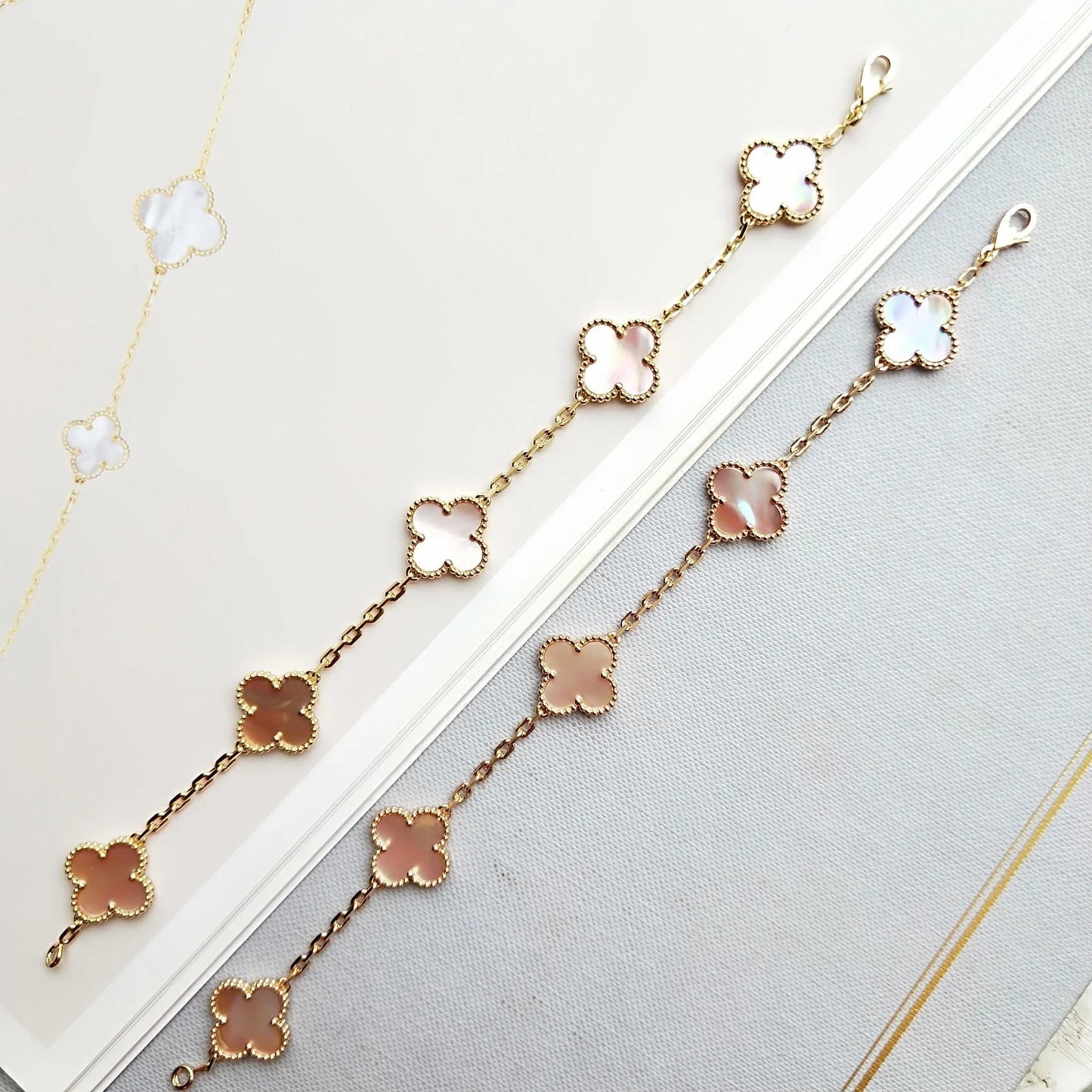 [LORA]CLOVER 5 PINK MOP BRACELET