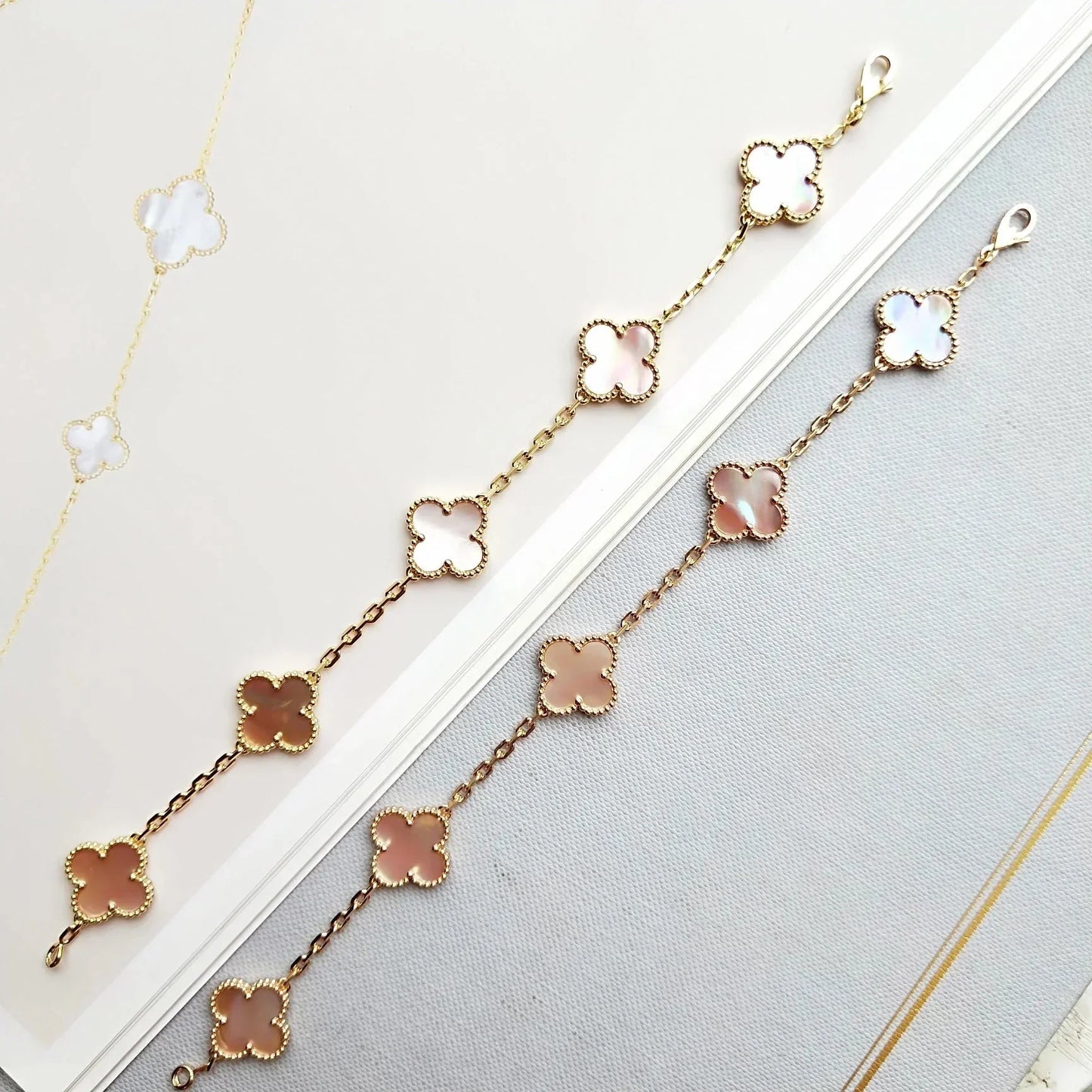 [Lora] CLOVER 5 MOTIFS  PINK MOP BRACELET COLLECTION