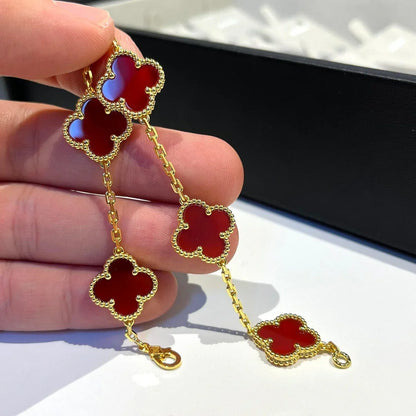[Lora] CLOVER 5 MOTIF RED CORNELIAN BRACELET COLLECTION