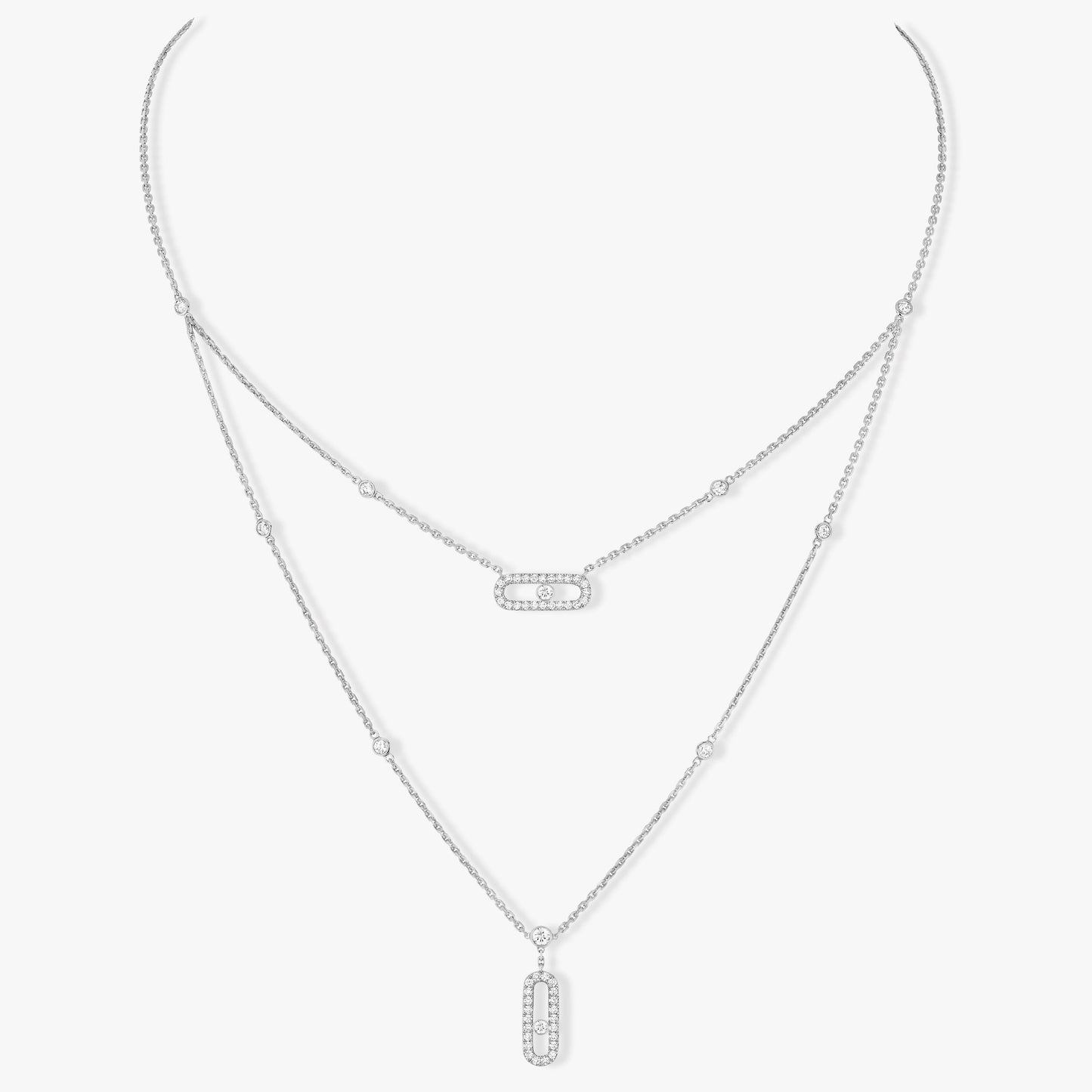 [LORA] MOVE 2 ROW DIAMOND NECKLACE