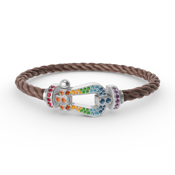 [LORA]FORC LARGE HORSESHOE  COLORED DIAMOND BRACELET SILVER