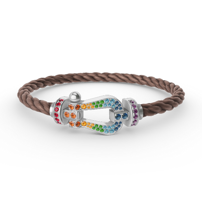 [LORA]FORC LARGE HORSESHOE  COLORED DIAMOND BRACELET SILVER