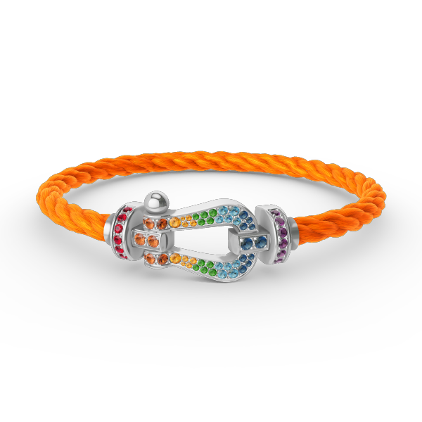 [LORA]FORC LARGE HORSESHOE  COLORED DIAMOND BRACELET SILVER
