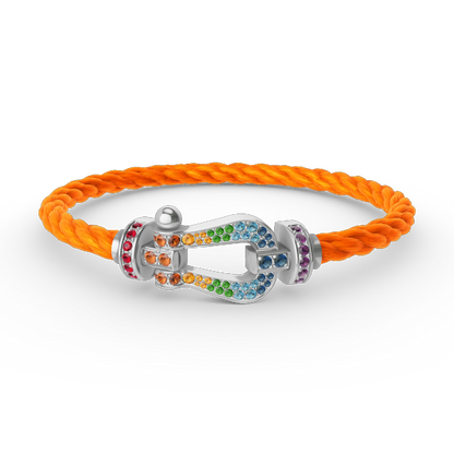 [LORA]FORC LARGE HORSESHOE  COLORED DIAMOND BRACELET SILVER