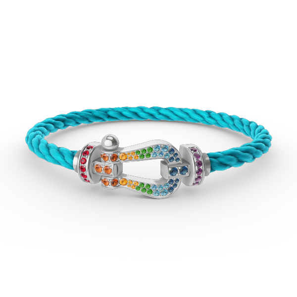 [LORA]FORC LARGE HORSESHOE  COLORED DIAMOND BRACELET SILVER