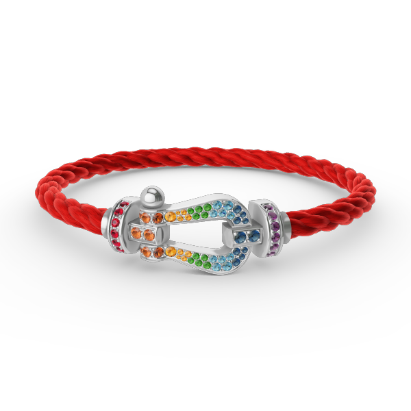[LORA]FORC LARGE HORSESHOE  COLORED DIAMOND BRACELET SILVER