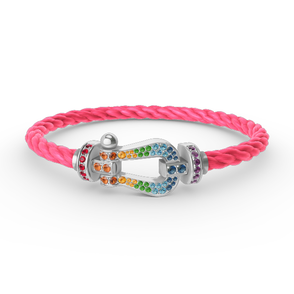 [LORA]FORC LARGE HORSESHOE  COLORED DIAMOND BRACELET SILVER