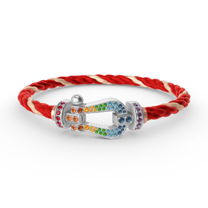 [LORA]FORC LARGE HORSESHOE  COLORED DIAMOND BRACELET SILVER