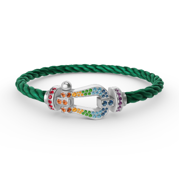 [LORA]FORC LARGE HORSESHOE  COLORED DIAMOND BRACELET SILVER