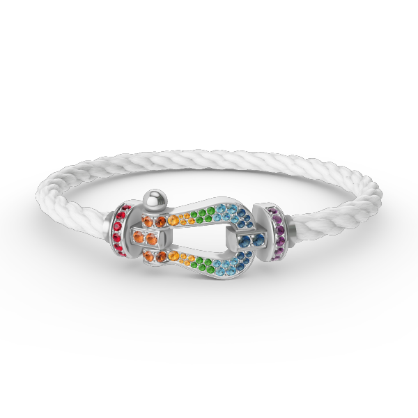 [LORA]FORC LARGE HORSESHOE  COLORED DIAMOND BRACELET SILVER
