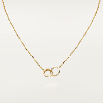 [LORA] LOVE DOUBLE RING HALF DIAMOND NECKLACE