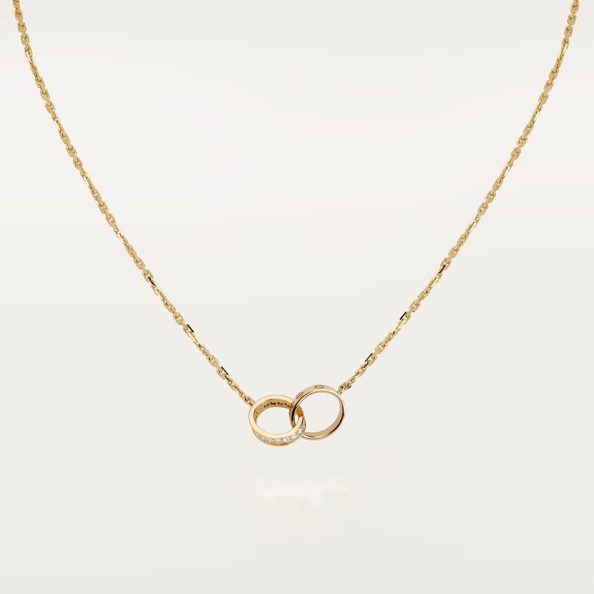 [Lora] LOVE DOUBLE RING HALF DIAMOND NECKLACE