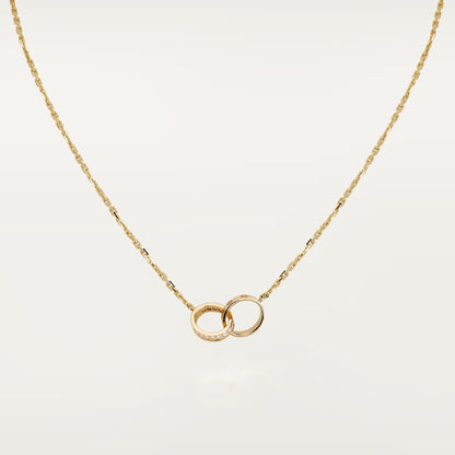 [Lora] LOVE DOUBLE RING HALF DIAMOND NECKLACE