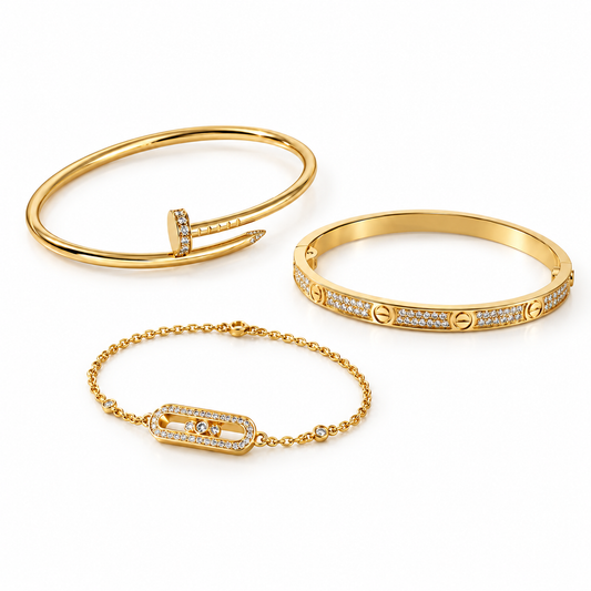 [Lora] LOVE & JUSTE Baby Move Diamond Bracelet Stack Set