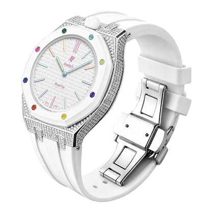 Royal Oak Pop Exclusive Bioceramic Case & Silicone Strap Half Diamond