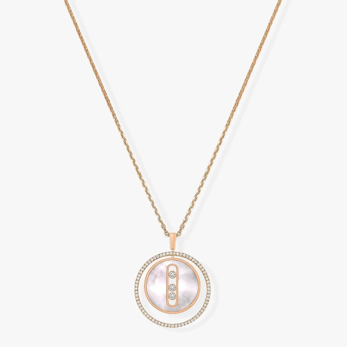 [LORA] LUCKY MOVE MM NACRE BLANCHE DIAMOND NECKLACE